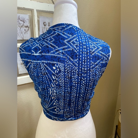 Tysa designs blue bandana wrap tie crop top size 2 festival boho👌 NWT - Picture 4 of 5